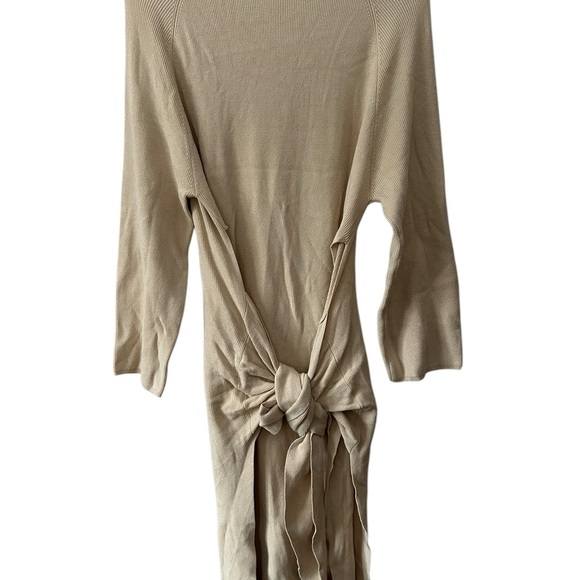 SNDYS Everyday Revolve Tied Up Ribbed Knit Dress Long‎ Sleeve Beige Size Small - Picture 3 of 9